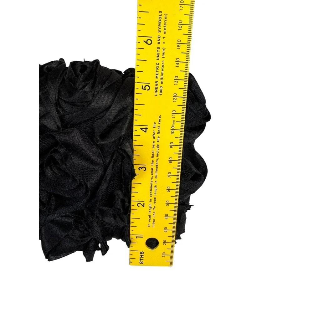 Expressions NYC‎ Black Rose Satin Evening Bag Party Clutch Chain Strap